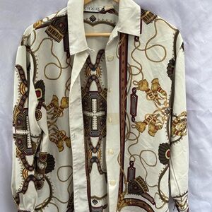 Chaus Cream and Gold‎ Patterned Blouse